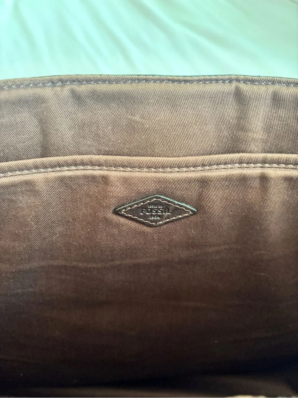 Fossil Dark Brown Leather Messenger Bag with Adjustable Strap